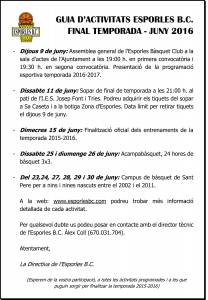 Activitats E.B.C. juny 2016